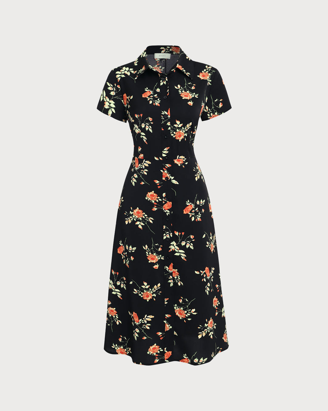 Glória - Vestido Midi Preto Floral