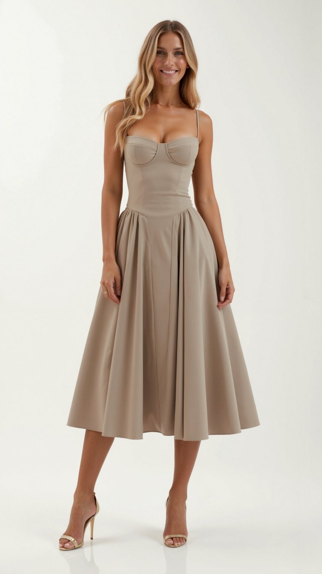 Odete - Vestido midi corpete estruturado