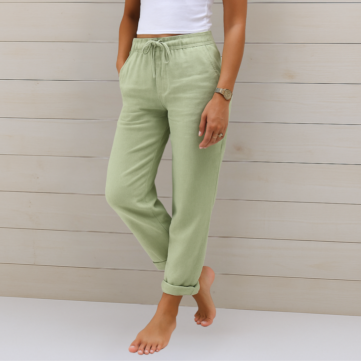 Sara - Calças elásticas de linho Premium