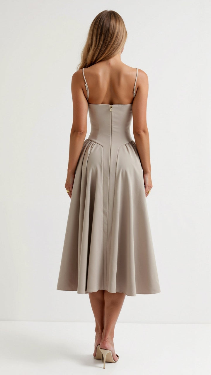 Odete - Vestido midi corpete estruturado