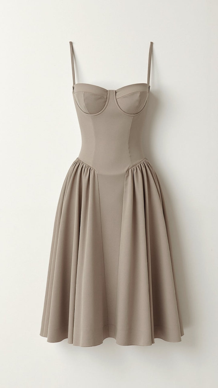 Odete - Vestido midi corpete estruturado