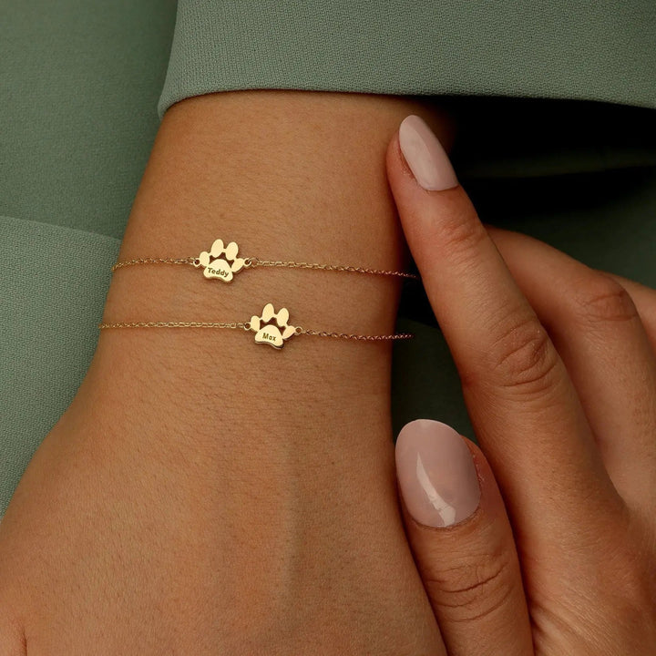 Pulseira com Nome na Patinha Personalizável