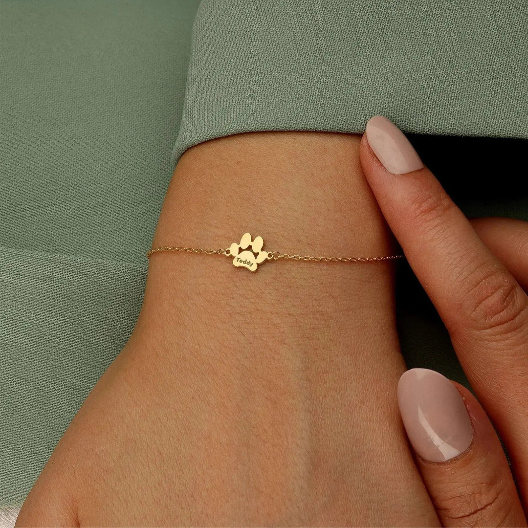 Pulseira com Nome na Patinha Personalizável