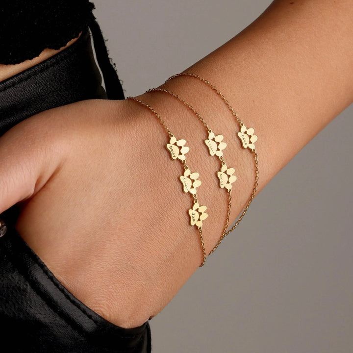 Pulseira com Nome na Patinha Personalizável