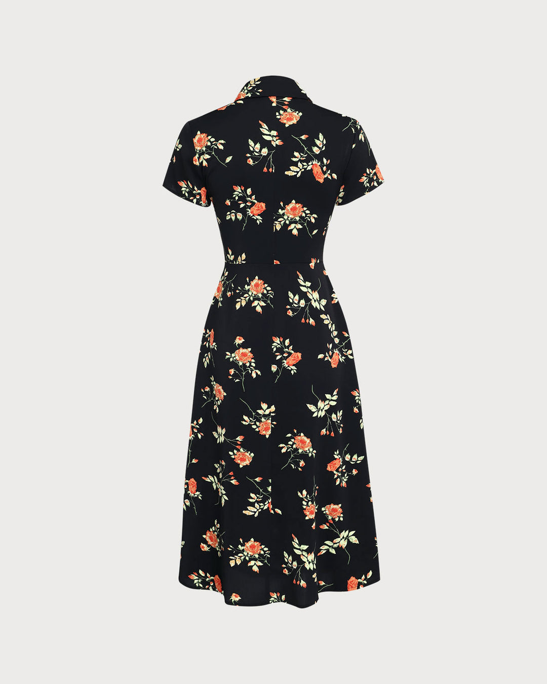 Glória - Vestido Midi Preto Floral