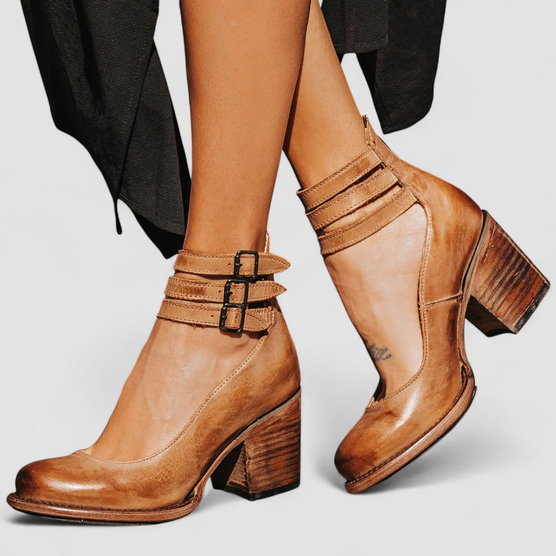 Ginevra - Sapatos de salto alto com tiras múltiplas e sola grossa