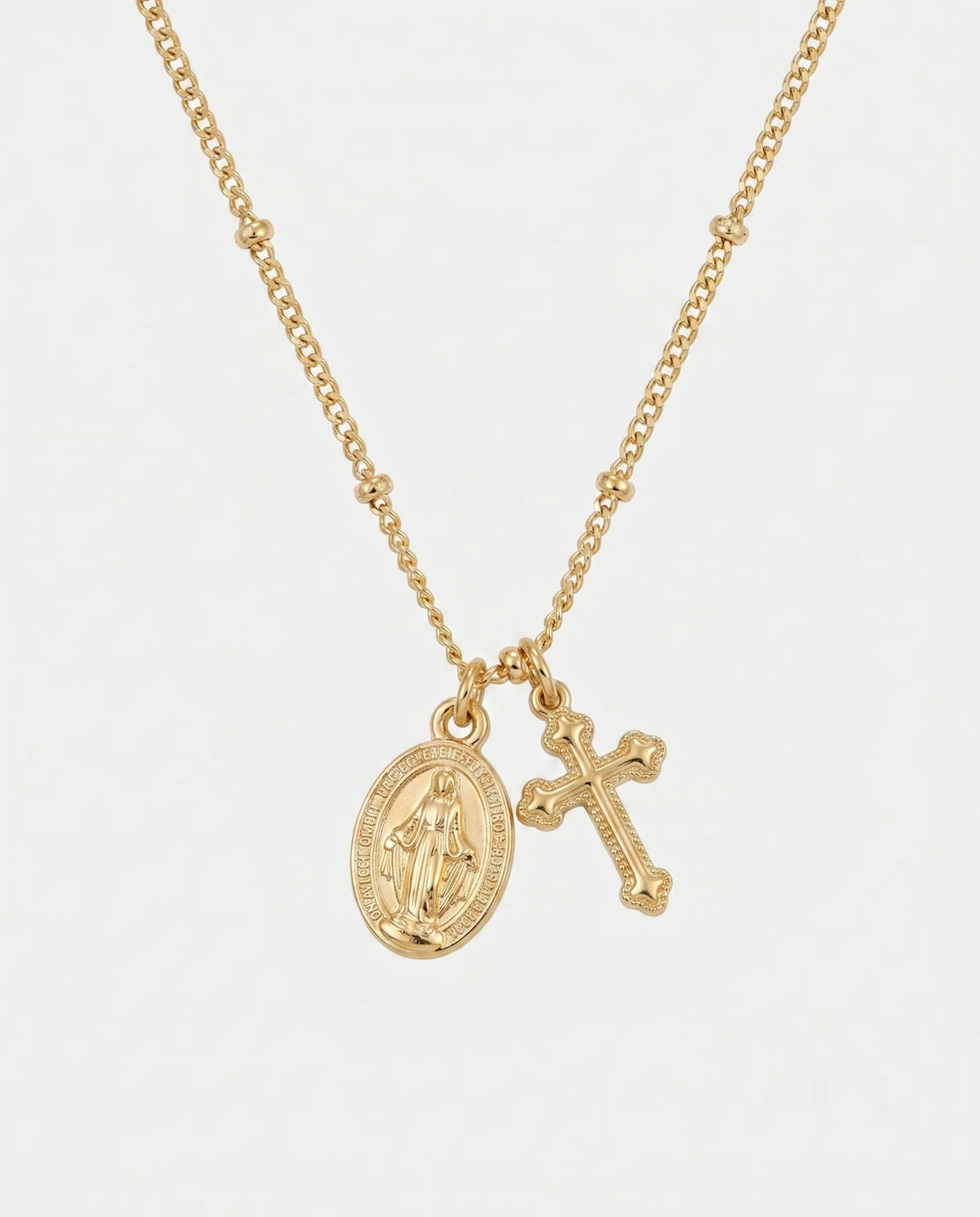 Colar de Fé com Cruz e Medalha