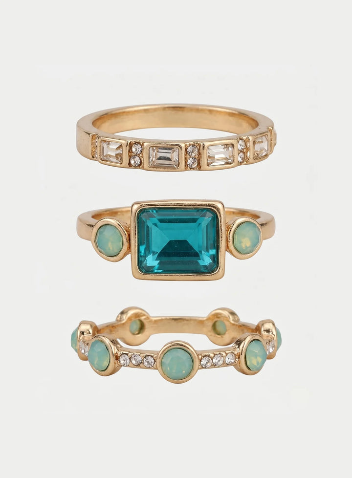 Conjunto de Anéis Elegância Azul