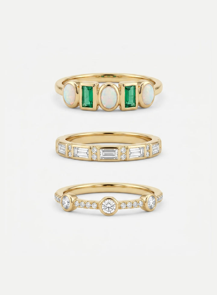 Conjunto de Anéis Ouro Nobre