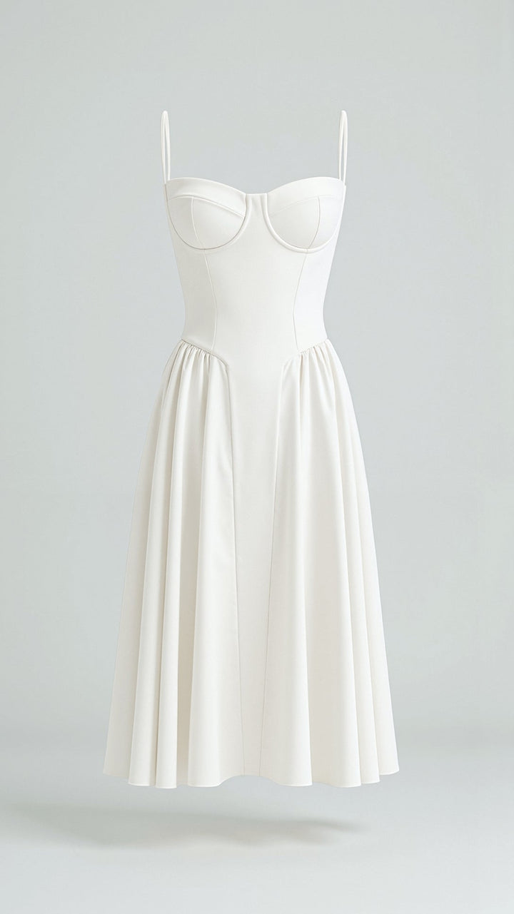 Odete - Vestido midi corpete estruturado