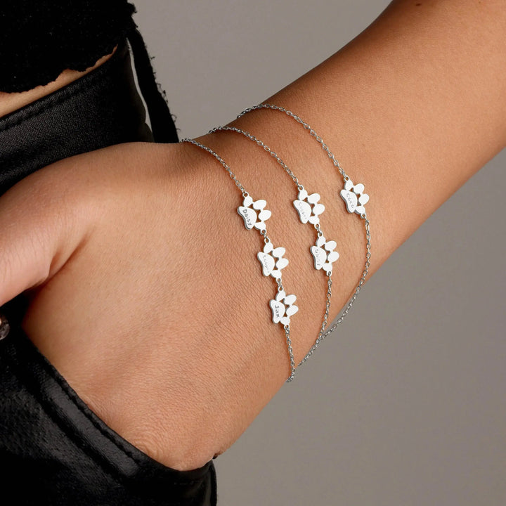 Pulseira com Nome na Patinha Personalizável