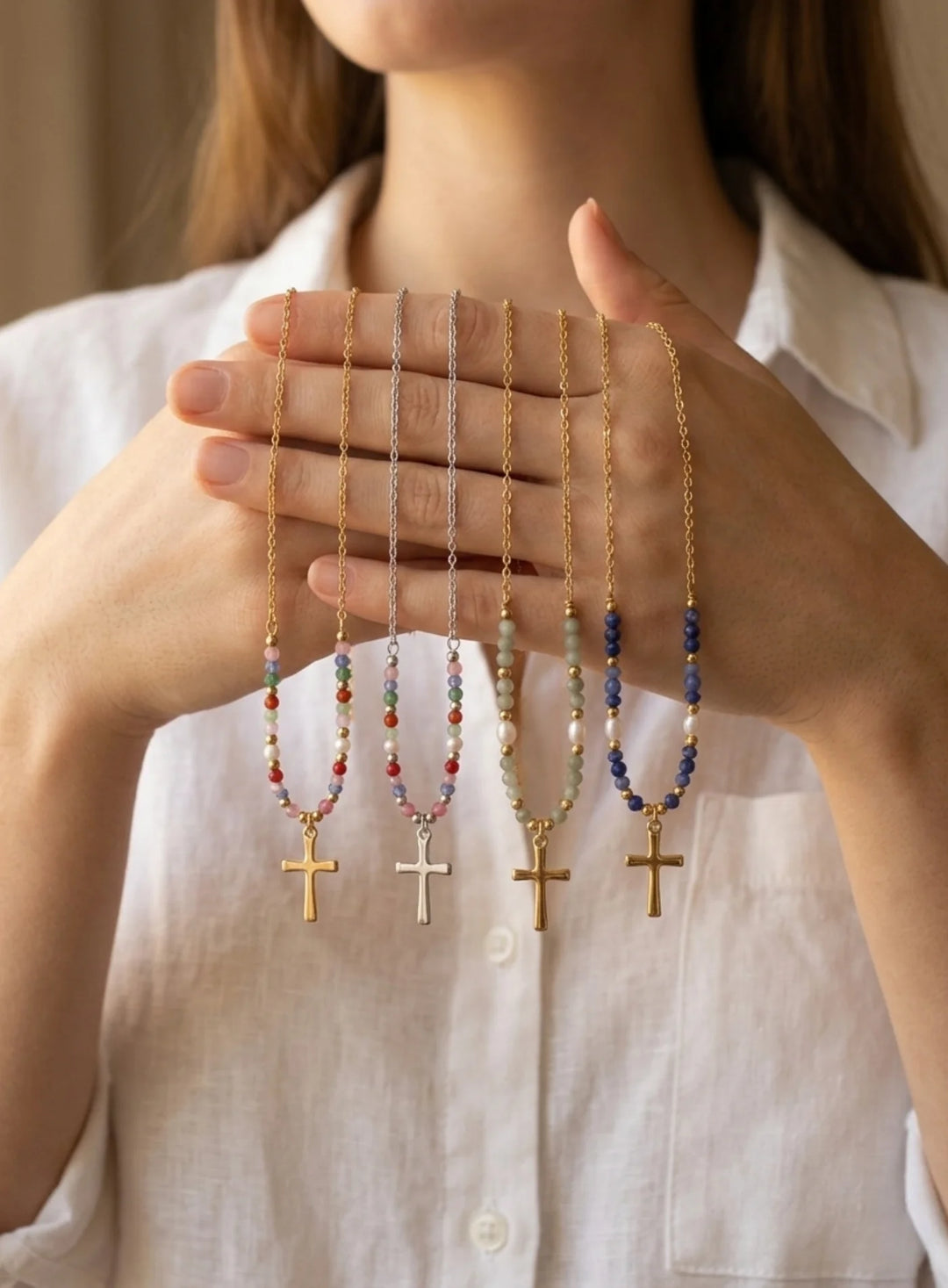 Conjunto de Colares Eternidade com Contas