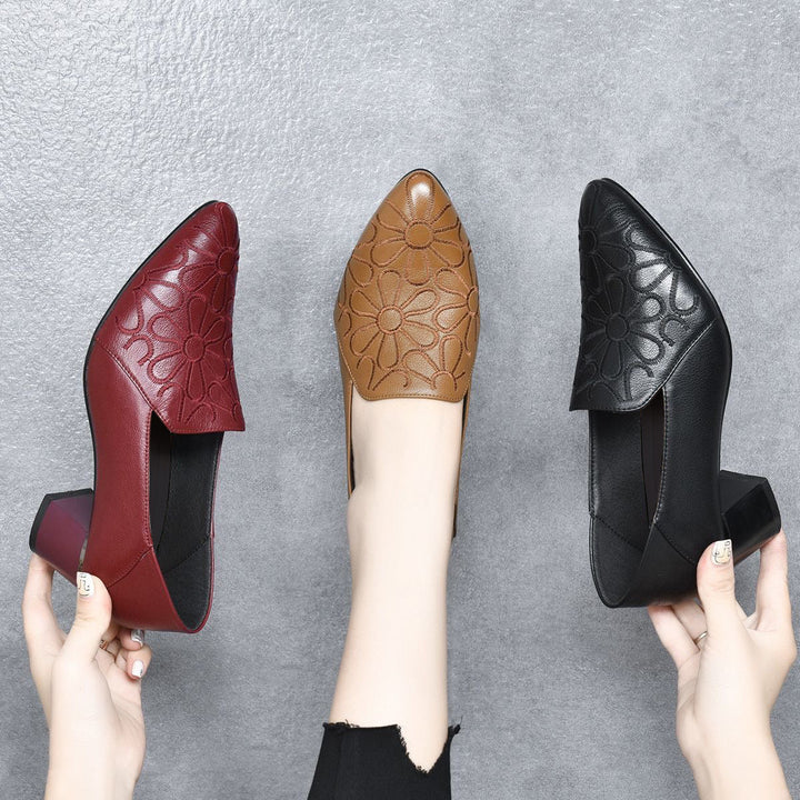Olene - Sapatos de Salto em Pele Vegan com Bordado Suave