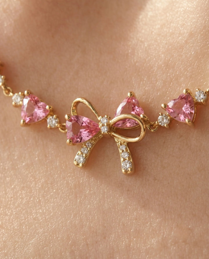 Colar Laço Rosa