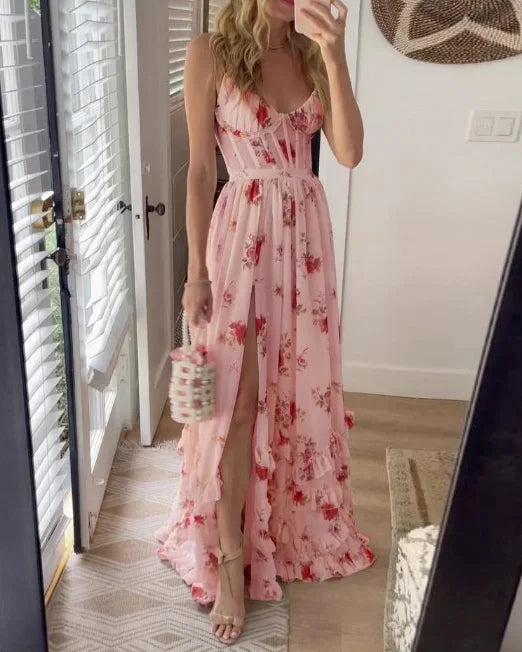Sónia - Vestido midi padrão floral