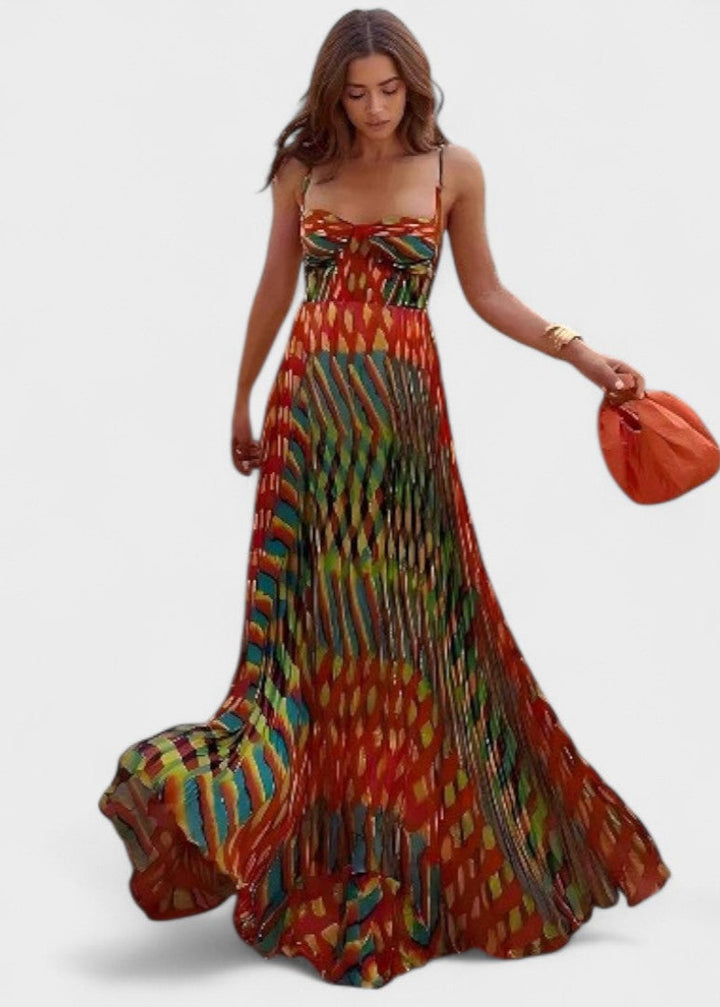 Aria - Vestido Maxi Estampado Abstrato