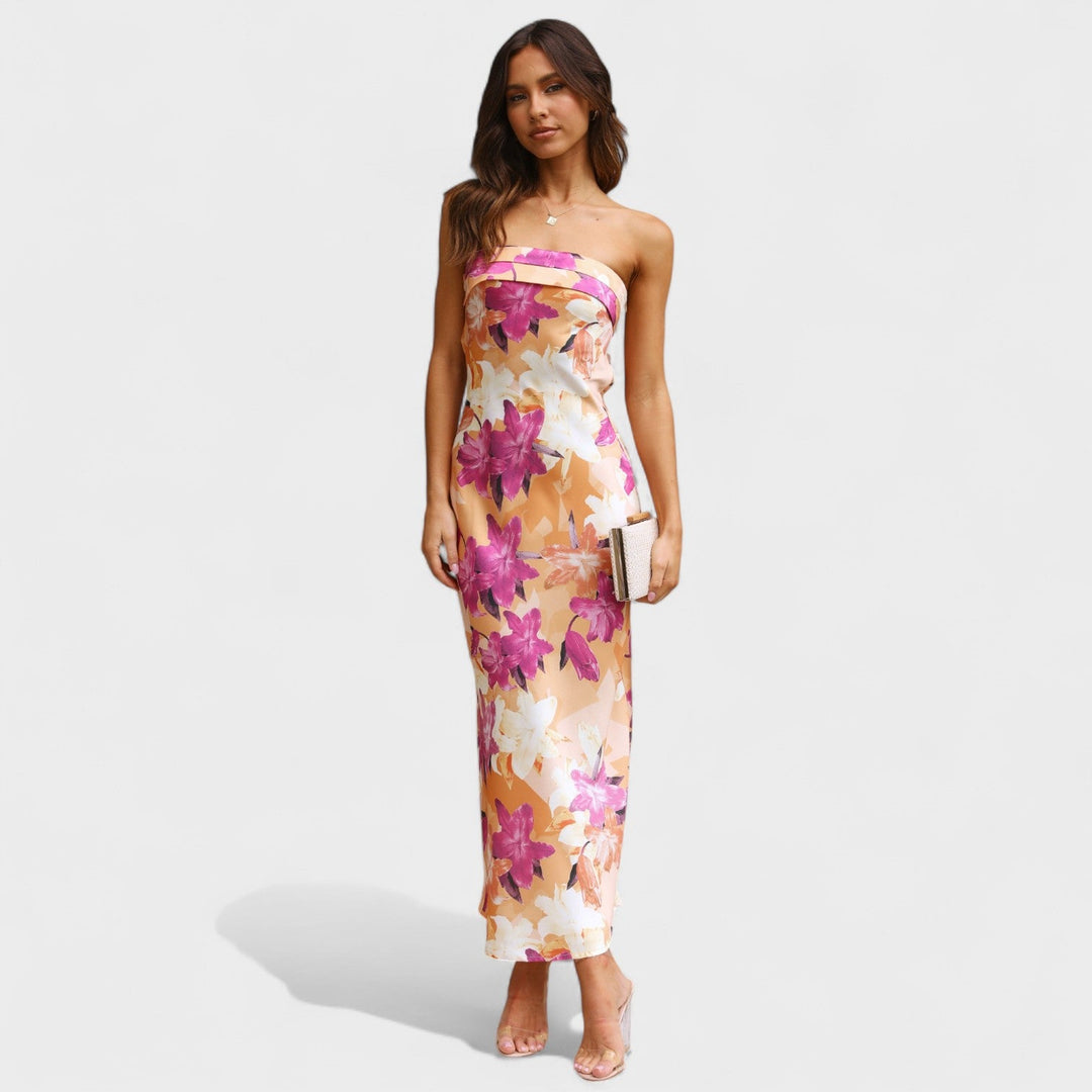 Carmen - Vestido de cetim sem mangas