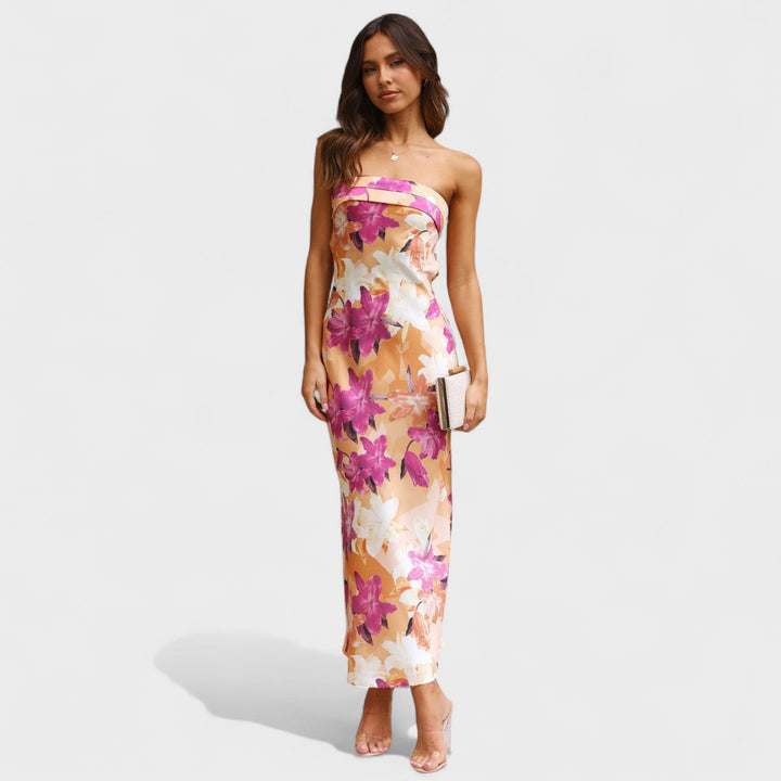 Carmen - Vestido de cetim sem mangas