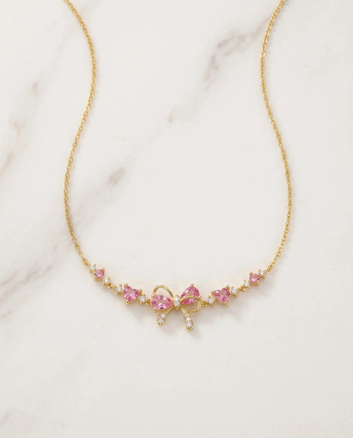 Colar Laço Rosa