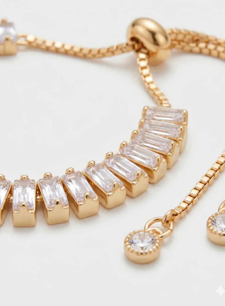 Pulseira Brilho Dourado com Cristais