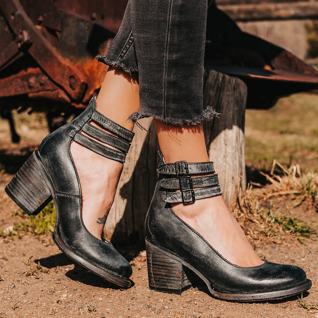 Ginevra - Sapatos de salto alto com tiras múltiplas e sola grossa