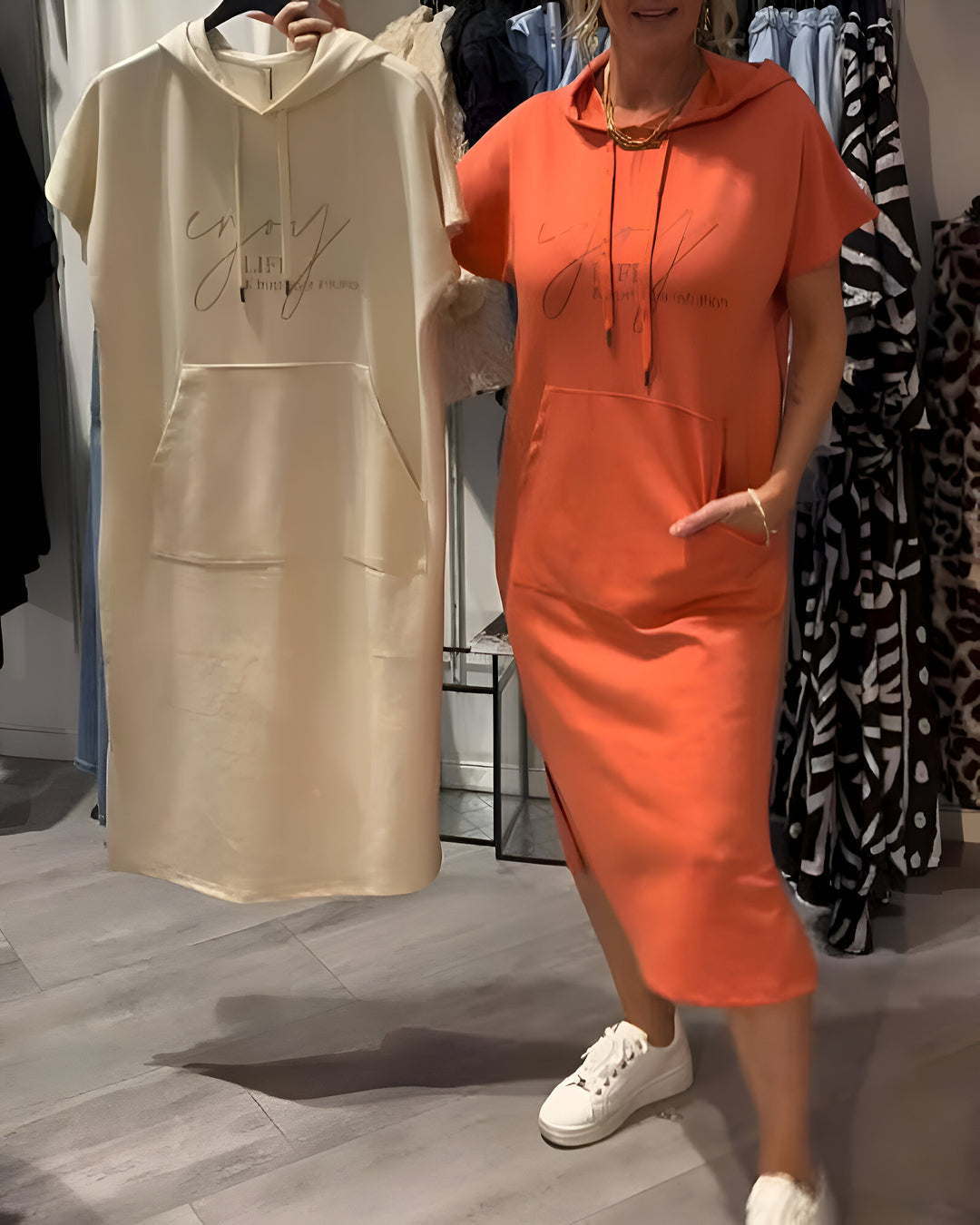 Sásquia - Vestido casual com capuz