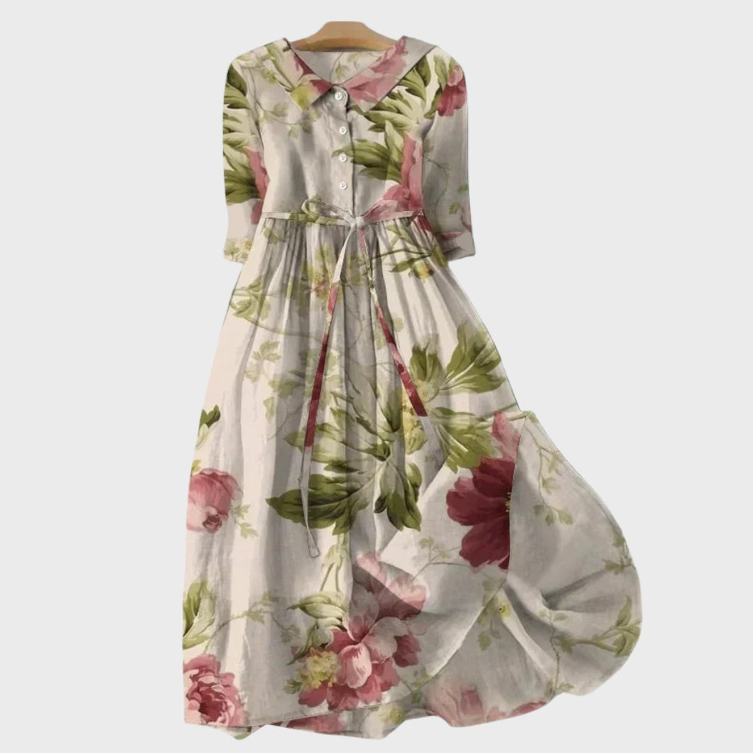 Vestido Longo de Estilo Botânico