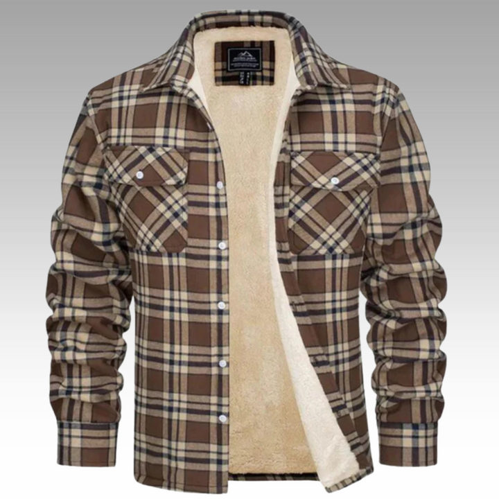 Tiago - Casaco Trucker Riscas Fleece