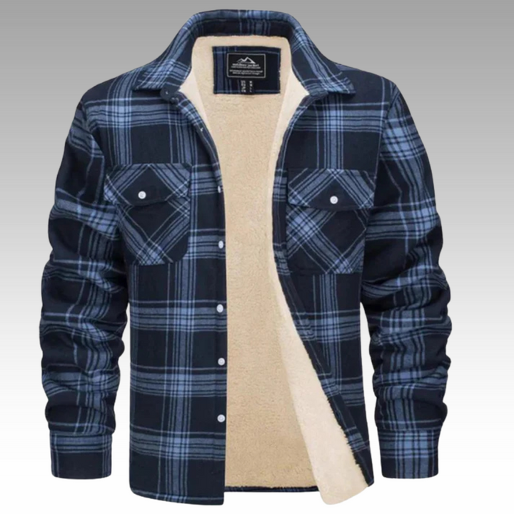 Tiago - Casaco Trucker Riscas Fleece