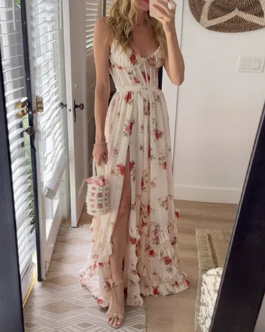 Sónia - Vestido midi padrão floral