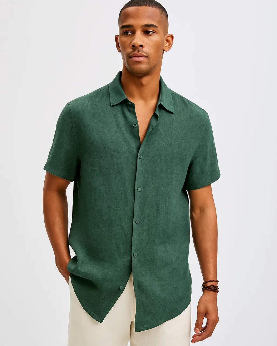 Camisa de Botão - Colarinho Aberto