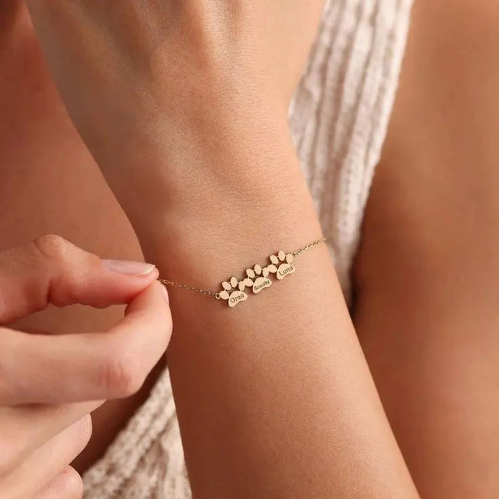 Pulseira com Nome na Patinha Personalizável
