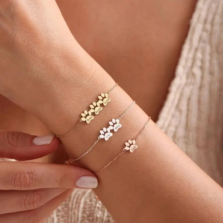 Pulseira com Nome na Patinha Personalizável