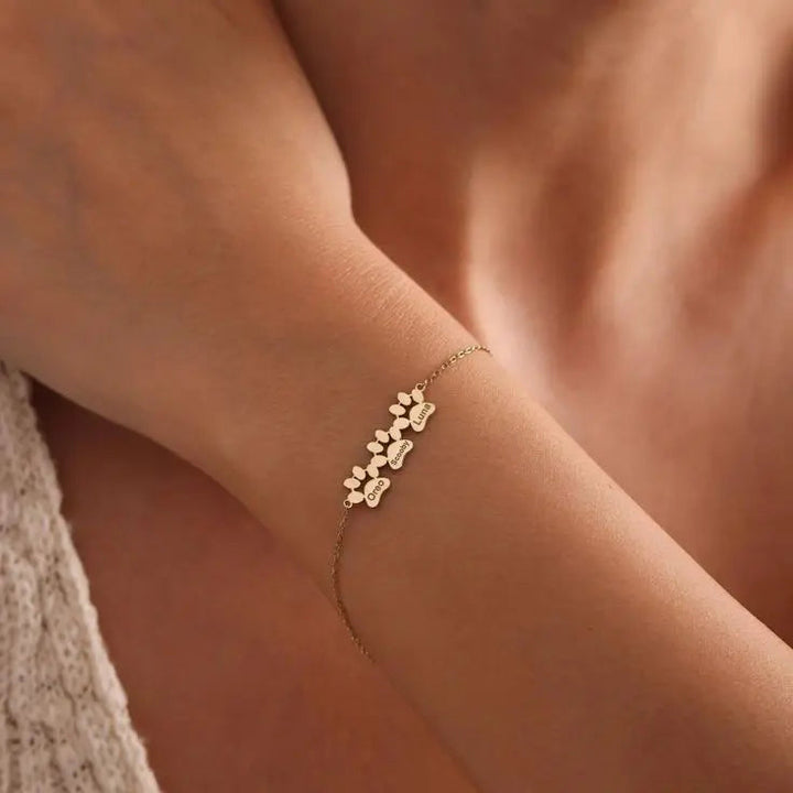 Pulseira com Nome na Patinha Personalizável