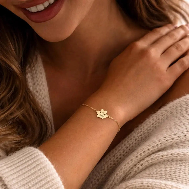 Pulseira com Nome na Patinha Personalizável