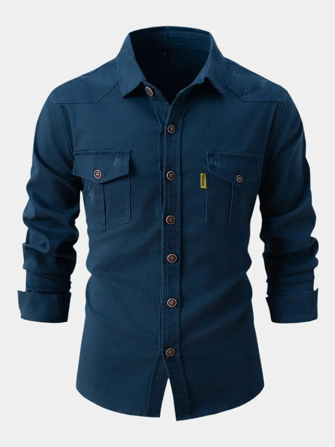 Camisa de Mistura de Denim - Botões