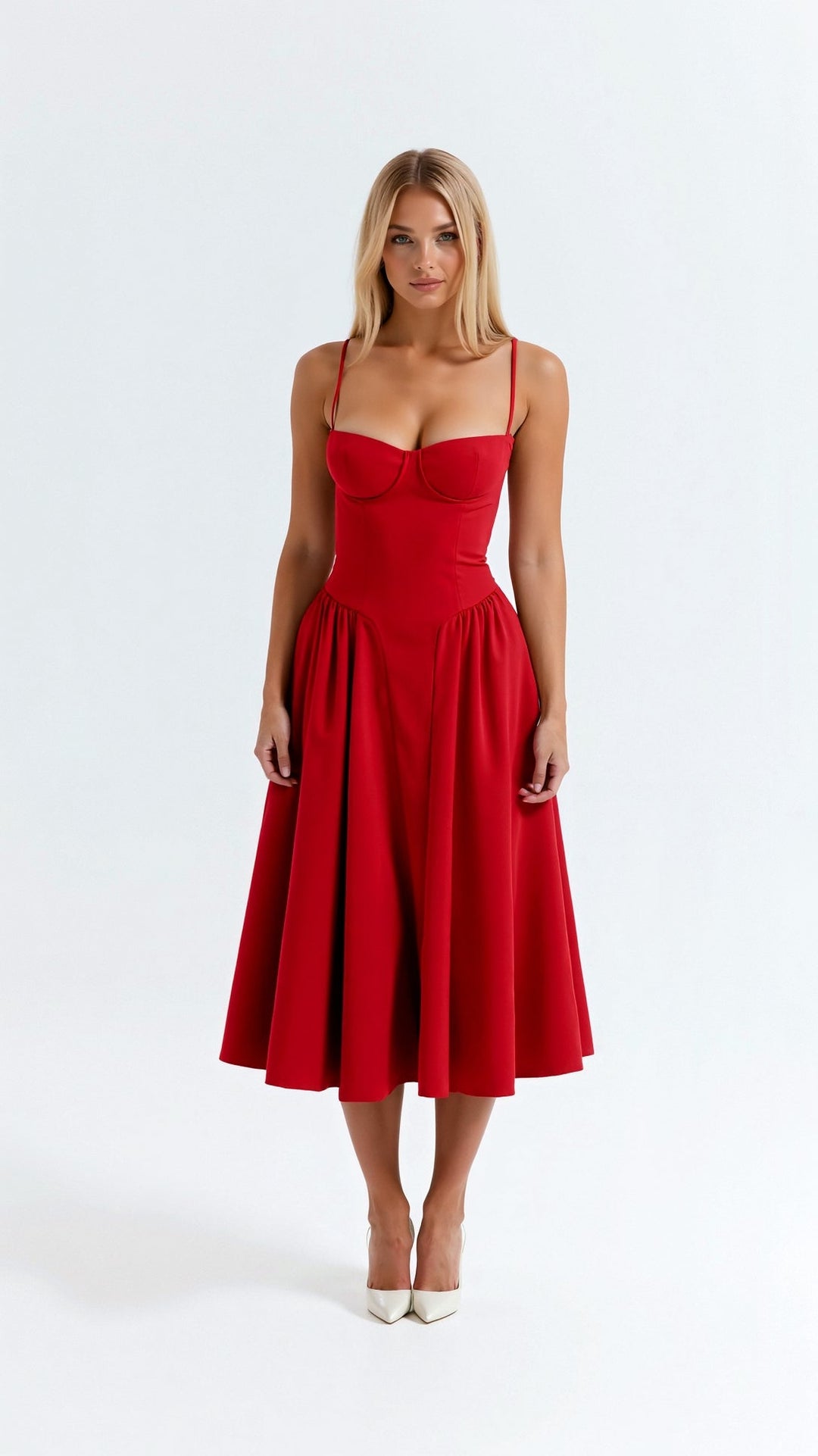 Odete - Vestido midi corpete estruturado