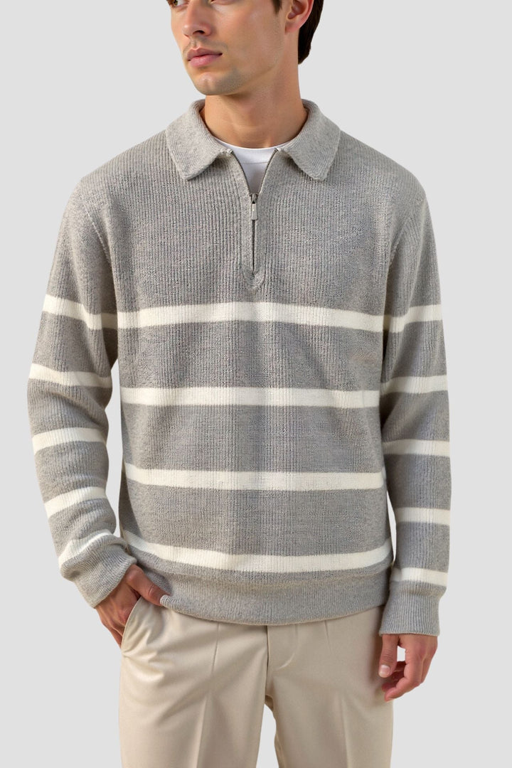 Constantino - Sweater Meio Zíper Listrado
