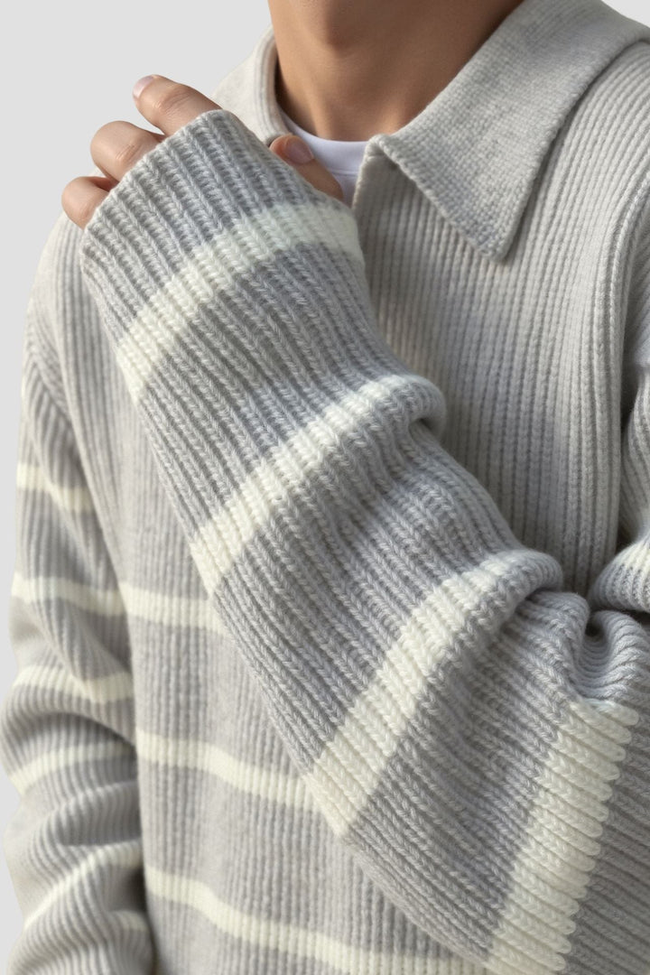 Constantino - Sweater Meio Zíper Listrado