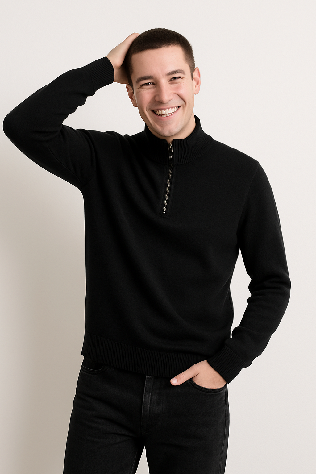 Pullover de Malha - Meio Zíper