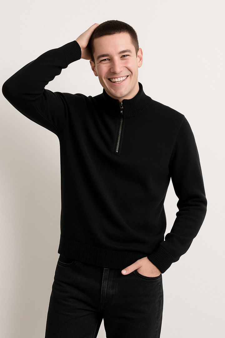 Pullover de Malha - Meio Zíper