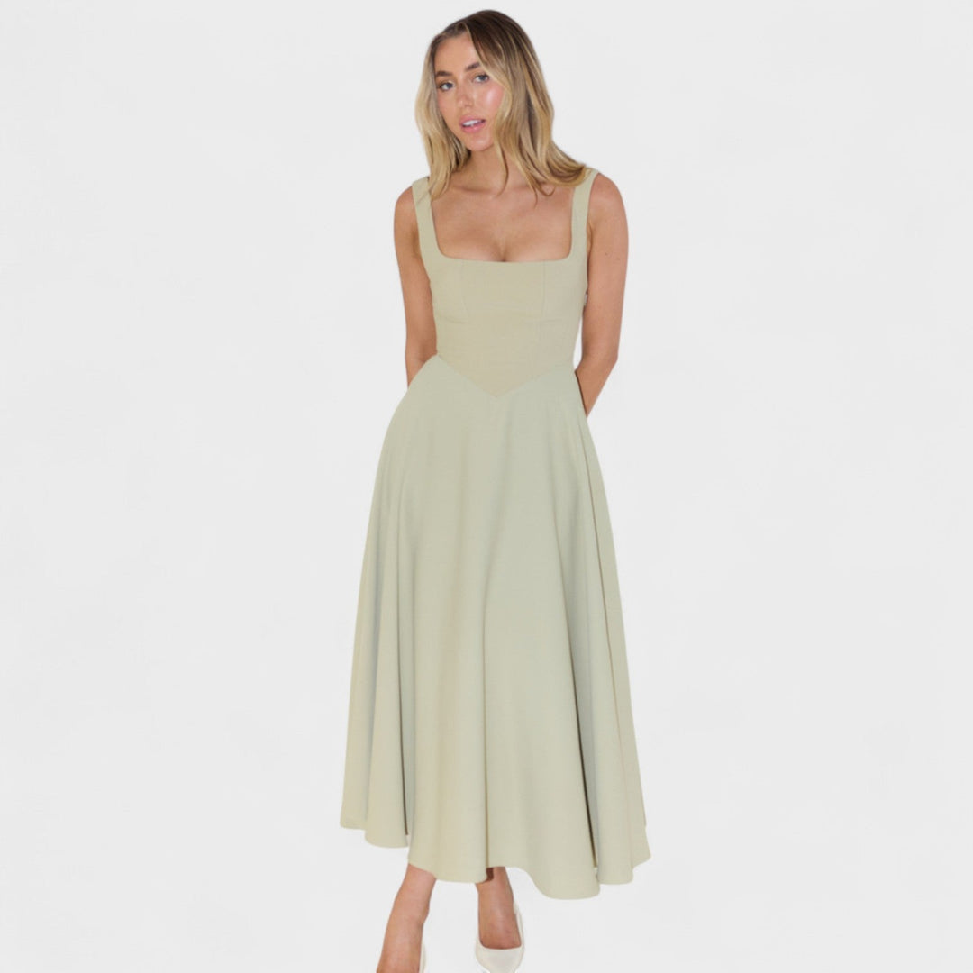 Maribel - Vestido Midi decote quadrado