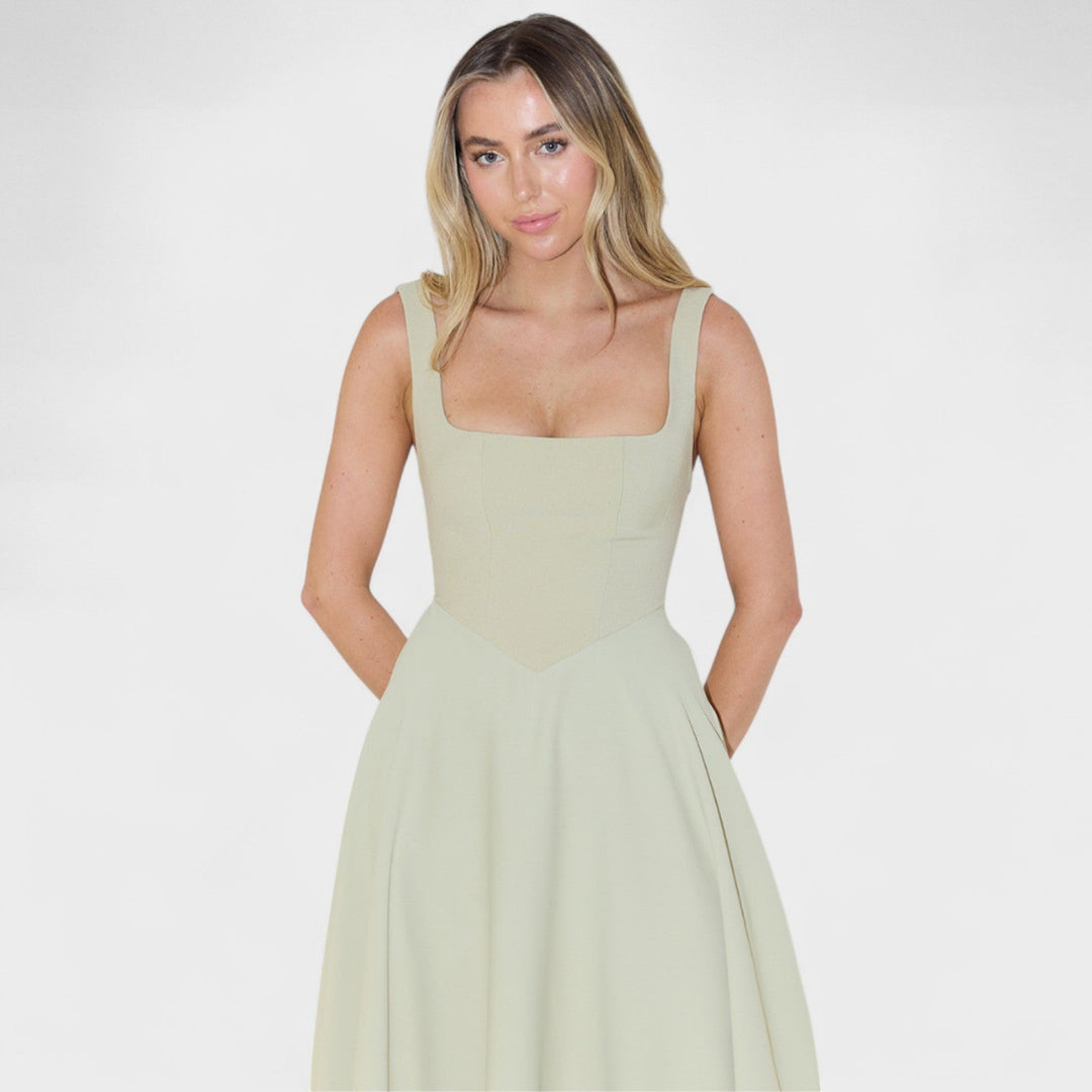 Maribel - Vestido Midi decote quadrado