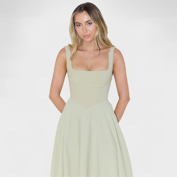 Maribel - Vestido Midi decote quadrado