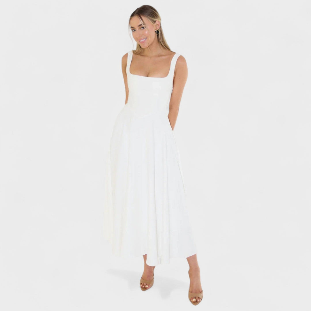 Maribel - Vestido Midi decote quadrado