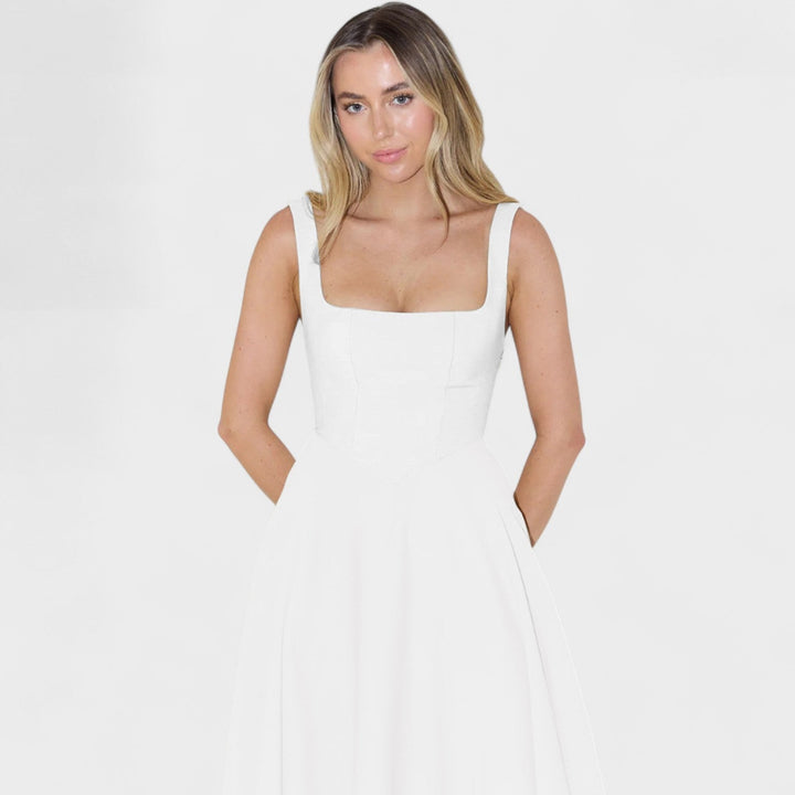 Maribel - Vestido Midi decote quadrado