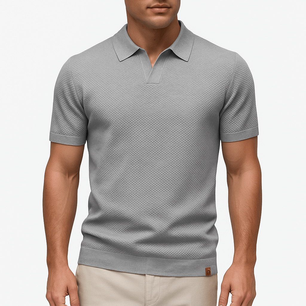 Camisa Polo em Poliéster - Texturada