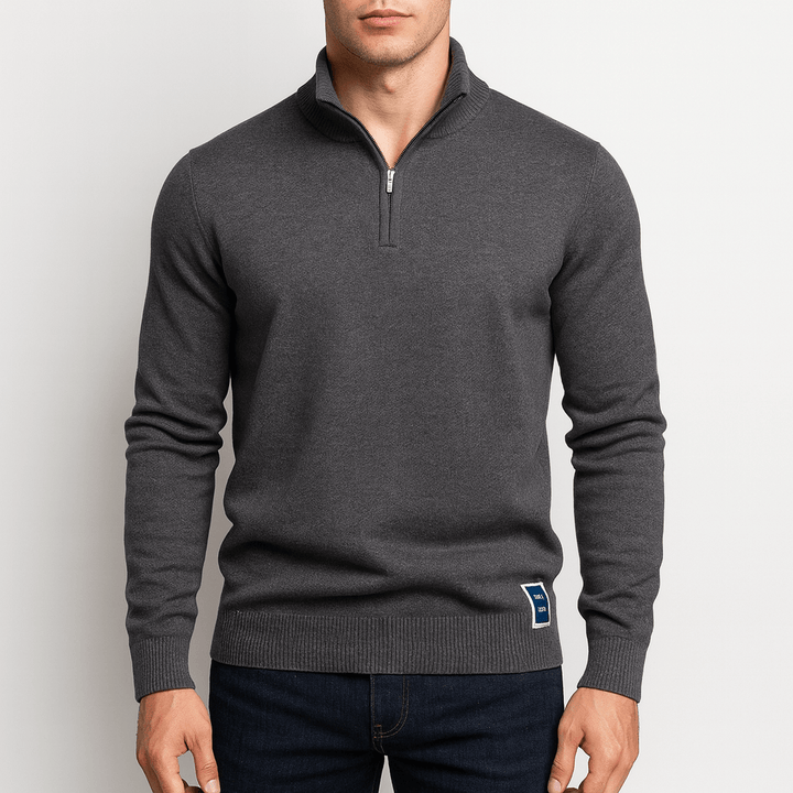 Sweater de Gola Zipper - Forma Ajustada