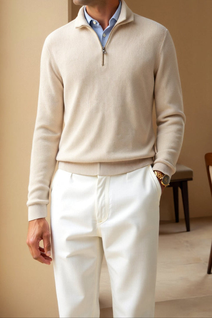 Sweater de Gola Alta com Zíper