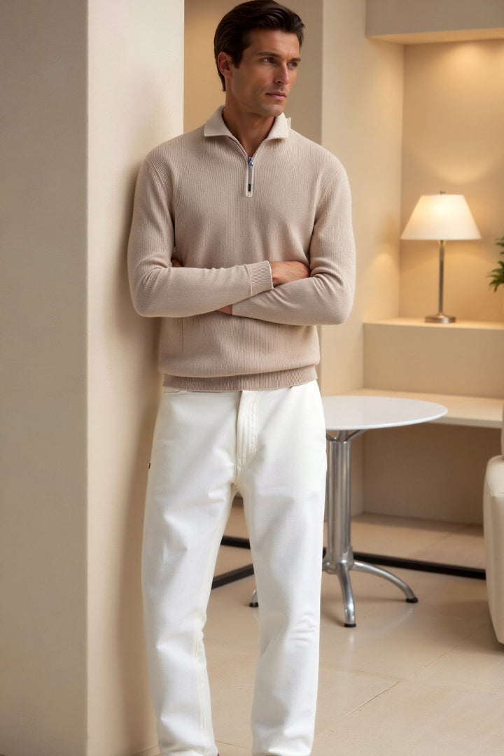 Sweater de Gola Alta com Zíper